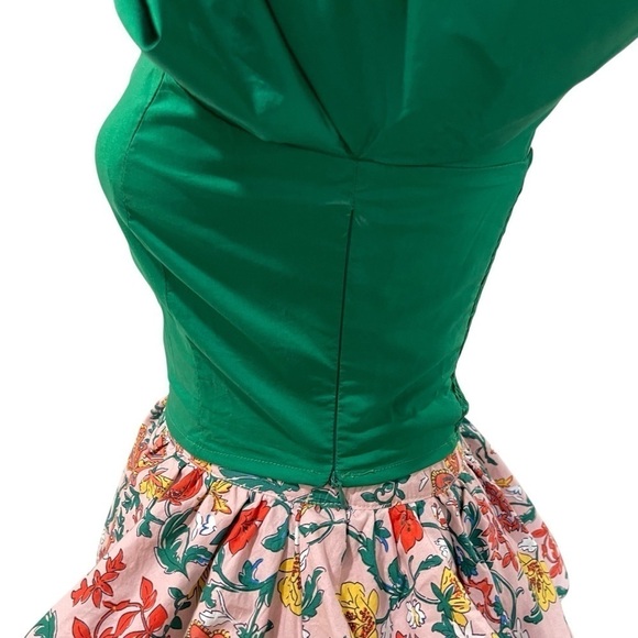 Buru Teagan Floral Print Tiered Ruffle Midi Pocketed A-Line Skirt and Top Set XS - Picture 7 of 16